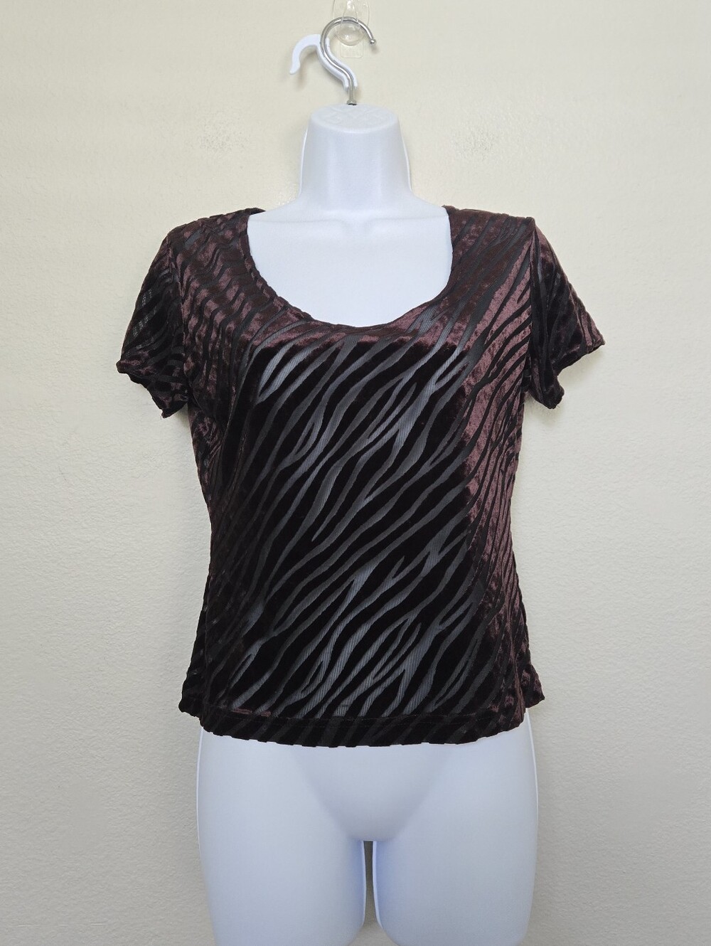 Vintage Y2K Catalyst Velvet Velour Zebra Print Sheer Blouse Whimsigoth Grunge